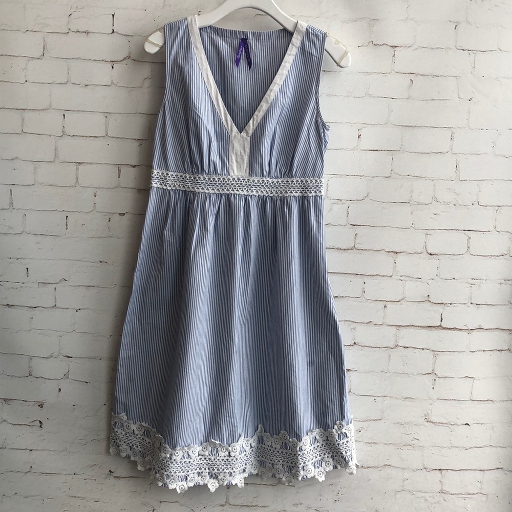 Séraphine Blue Striped Maternity Dress